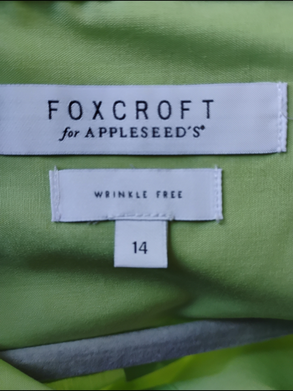 Foxcroft Short-Sleeve Button-Down Shirt in Lime Green Sz 14 - Picture 3 of 5
